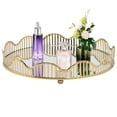 thumbnail image 1 of Gold Round Glass Mirror Tray Organizer Perfume Jewelry Holder Bathroom Vanity Makeup Tray, 1 of 23