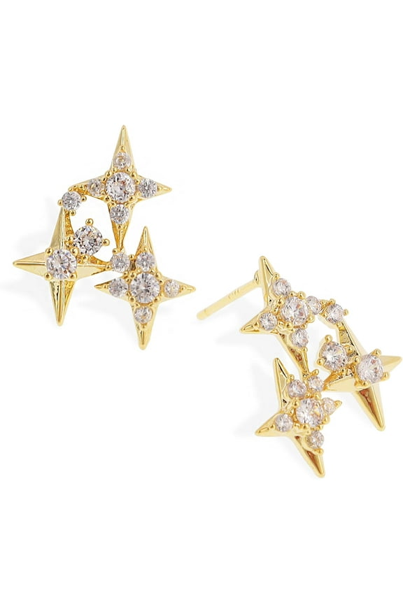 Gold Round Leaf Star Stud Earrings for Women, Trendy Cute Flower Floral Rhinestone Hypoallergenic Earing Prom Jewelry Gift