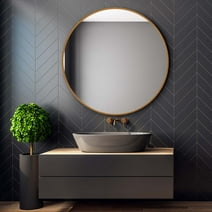 32" Wall Mirror Bathroom Mirror Wall Mounted Round Mirror, Gold