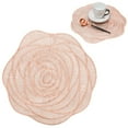 thumbnail image 1 of Gold Round Rose Placemats 1Pc Dinning Table Metallic Plastic Vinyl Place Mats Durable Decorative Table Mats for Daily Use Holiday Wedding Party Dinner Tableware,Non Slip Rose Flowers Table Mats 15", 1 of 4