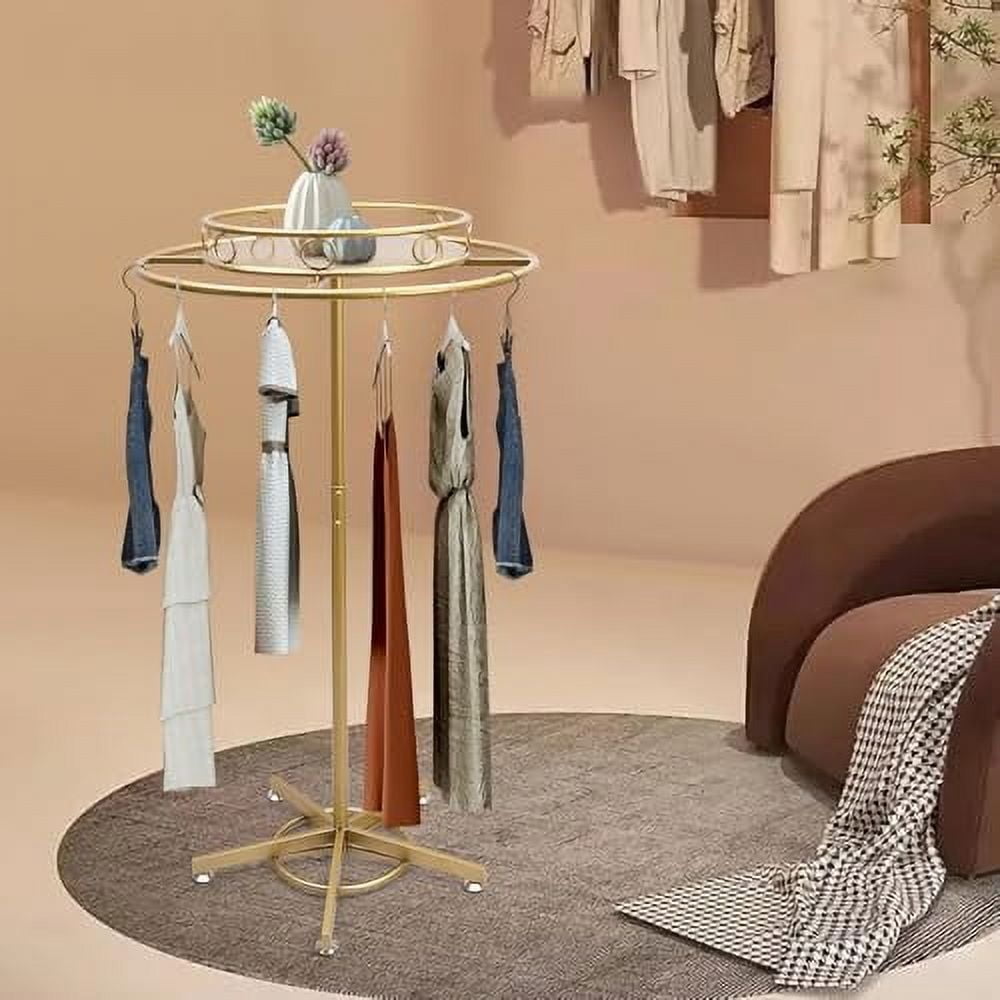 Garment Rack Rotating Conveyor Storage Gold Round Rotating Clothes Rack, 360° Rotating Clothing Garment Rack ...