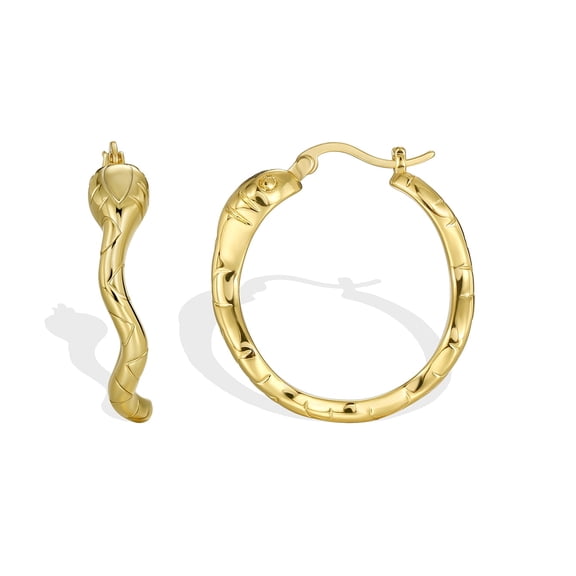 Gold Round Snake Hoop Earrings For Women Gold Plated Earrings Ladies Jewelry Gift For Mom