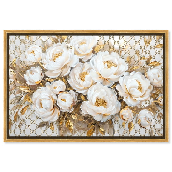 Gold Royal Arrangement Canvas Classic Fashion Floral Wall Art by Art Remedy, Gold Frame, 15" x 10"