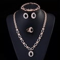thumbnail image 1 of Gold Royal Blue Cubic Zircon 4pcs Women Necklace Bracelets Ring Prom Jewelry Set, 1 of 9