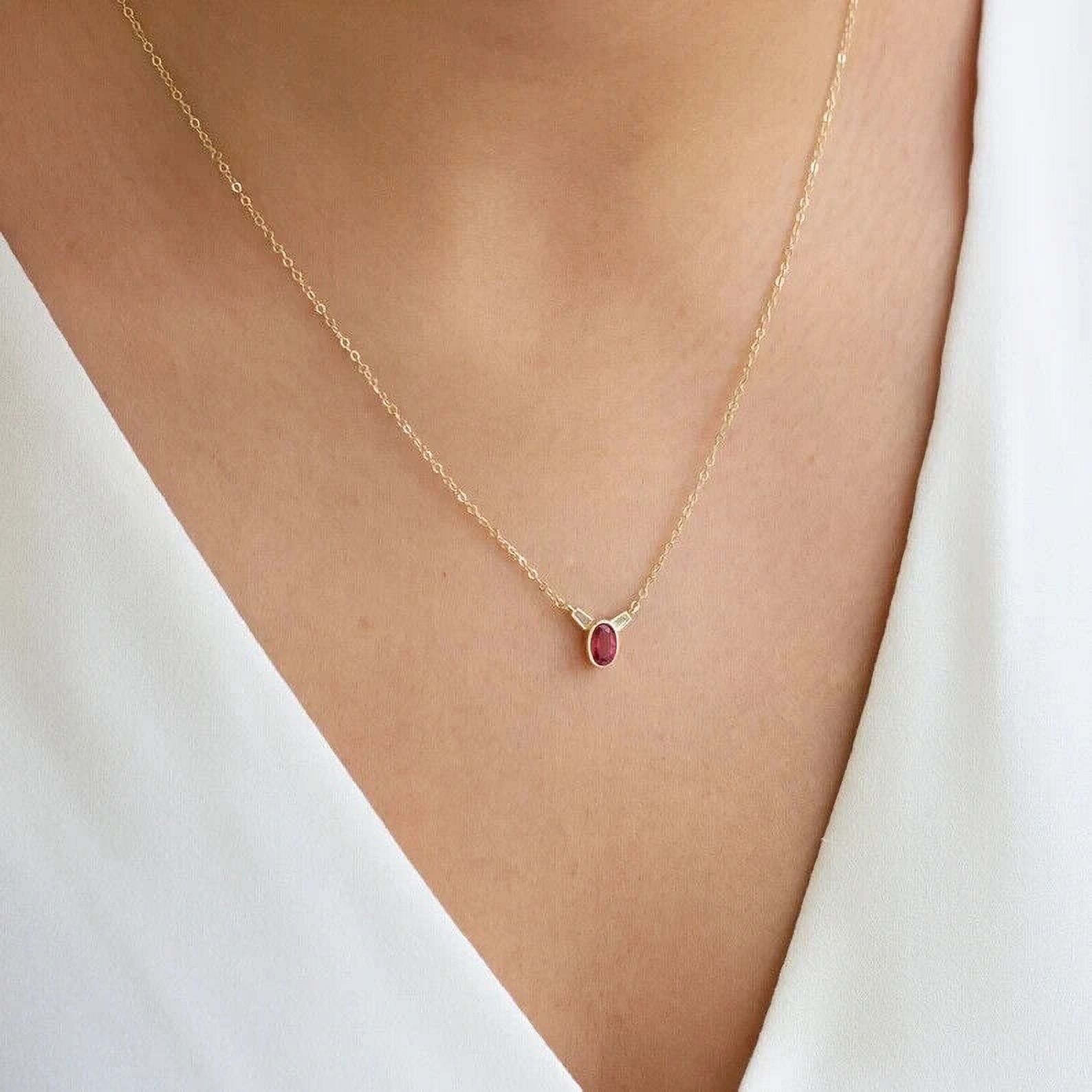 ARENA GEMS JEWELLERY Gold Ruby Drop Necklace, 14k Gold July Birthstone Gift, Red Gemstone Pendant