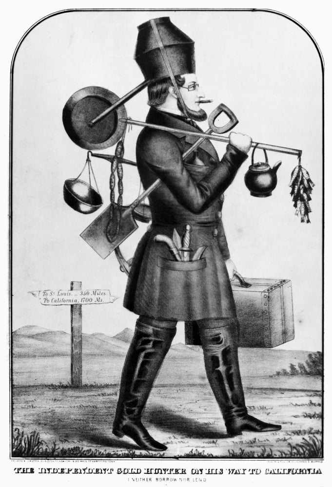 Gold Rush Cartoon, C1850. /N'The Indepenent Gold Hunter On His Way To