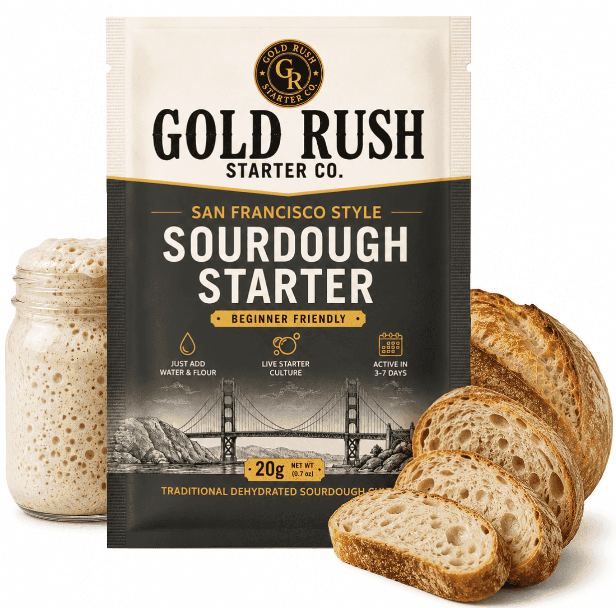 Gold Rush Starter Co Dehydrated Sourdough Starter San Francisco Style Dried Live Culture 20g