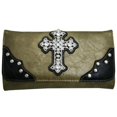 thumbnail image 1 of Gold Rush WC99-PT Western Rhinestone Cross Accent Wallet - Pewter, 1 of 1