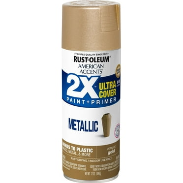 Gold, Rust-Oleum American Accents 2X Ultra Cover Metallic Spray Paint- 12 oz