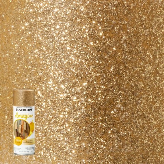 4 Pack, Gold, Rust-Oleum Craft & Hobby Imagine Glitter Spray Paint- 345701, 10.25 oz.