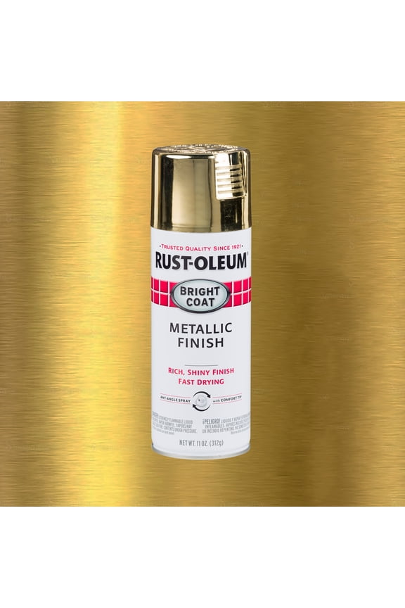 Gold, Rust-Oleum Stops Rust Bright Coat Metallic Spray Paint-7710830, 11 oz