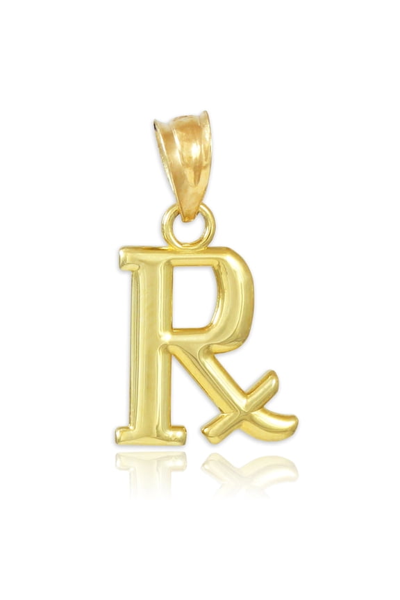 Gold Rx Prescription Symbol Charm Pendant Necklace :  10K  Pendant with 18" chain