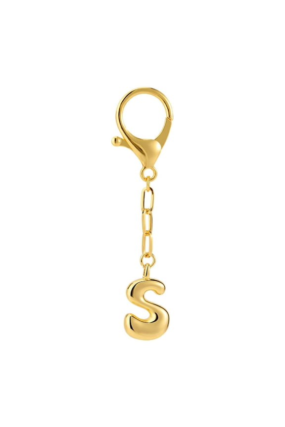 Gold S Letter Keychain Charm Durable Copper Metal Key Ring Accessory For Men Women Everyday Use Elegant Initial Bag Charms Handbag Backpack Decoration