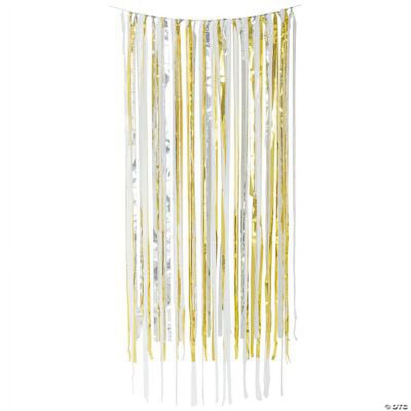 Gold, SIlver & White Streamer Backdrop, Birthday, Party Decor, 1 Piece 