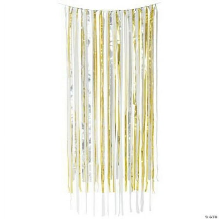 Gold, SIlver & White Streamer Backdrop, Birthday, Party Decor, 1 Piece