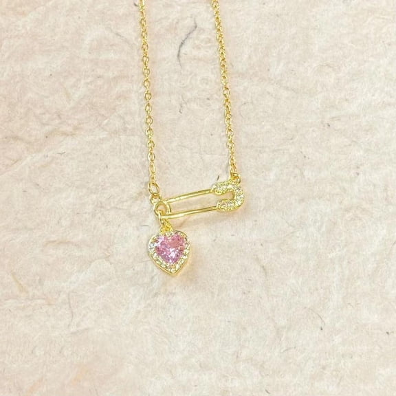 Gold Safety Pin Pendant Necklace Paper Clip Choker Chain for Women Creative