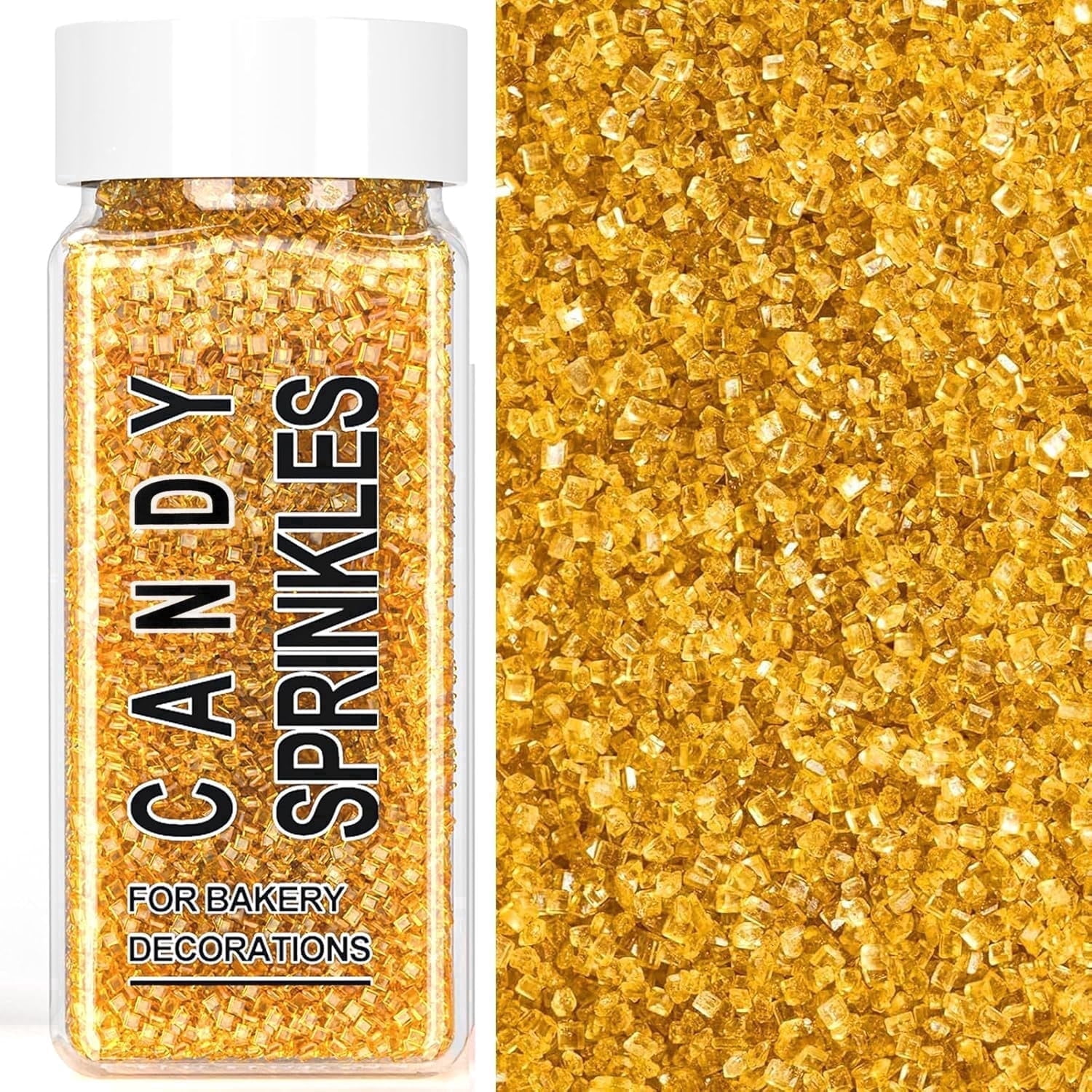 Gold Sanding Sugar Sprinkles, 4.6 oz Edible Sparkling Sugar Crystals ...