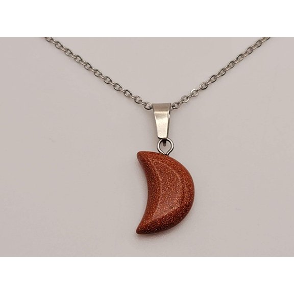Gold Sandstone Crystal Moon Necklace Trending Pendant Necklace Gift For Her, Handmade Necklace