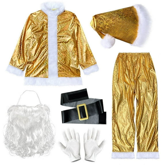 Gold Santa Christmas Adult Men's Stage Show Party Suit
