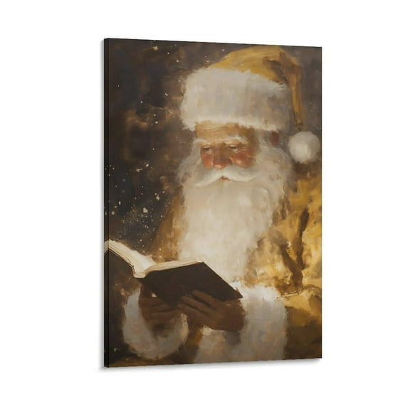 Gold Santa PRINTABLE Wall Art,Vintage Christmas Home Decor,Golden Holiday Artwork Canvas Wall Art Print Poster For Home School Office Decor