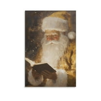 Gold Santa PRINTABLE Wall Art,Vintage Christmas Home Decor,Golden Holiday Artwork Canvas Wall Art Print Poster For Home School Office Decor