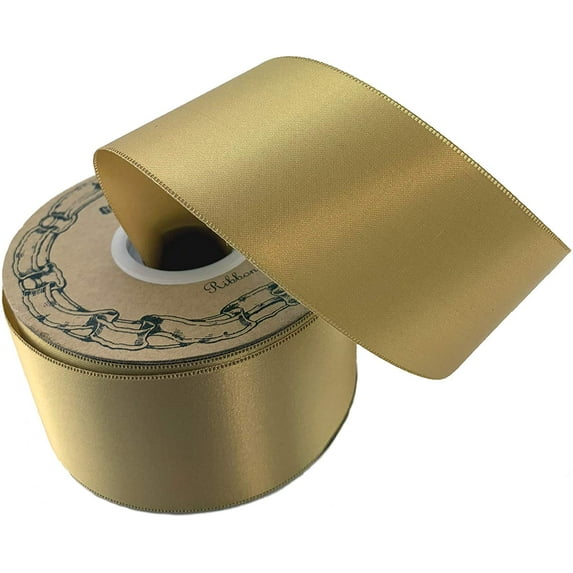 Gold Satin Fabric Wedding Ribbon - 2" x 50 Yards, Wedding, Holiday Decor, Fall, Thanksgiving, Christmas