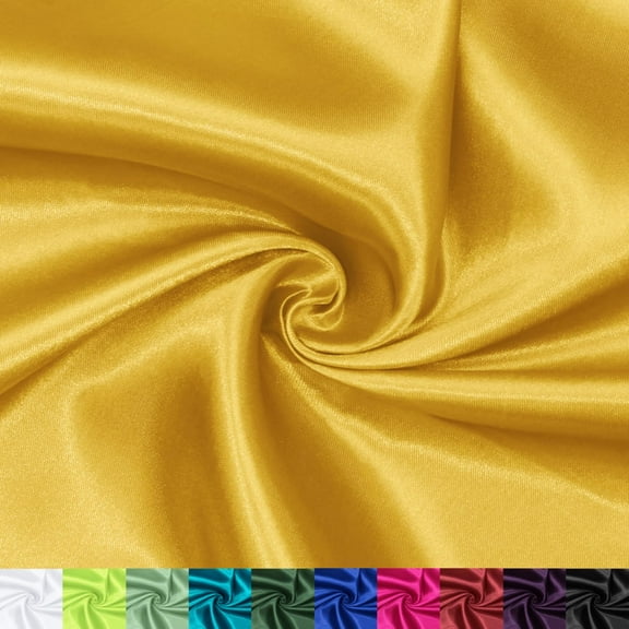 Gold Satin Fabric by The Yard 60 Inches Wide, Premium Charmeuse Material for Bridal Gowns DIY Sewing Projects, Gold