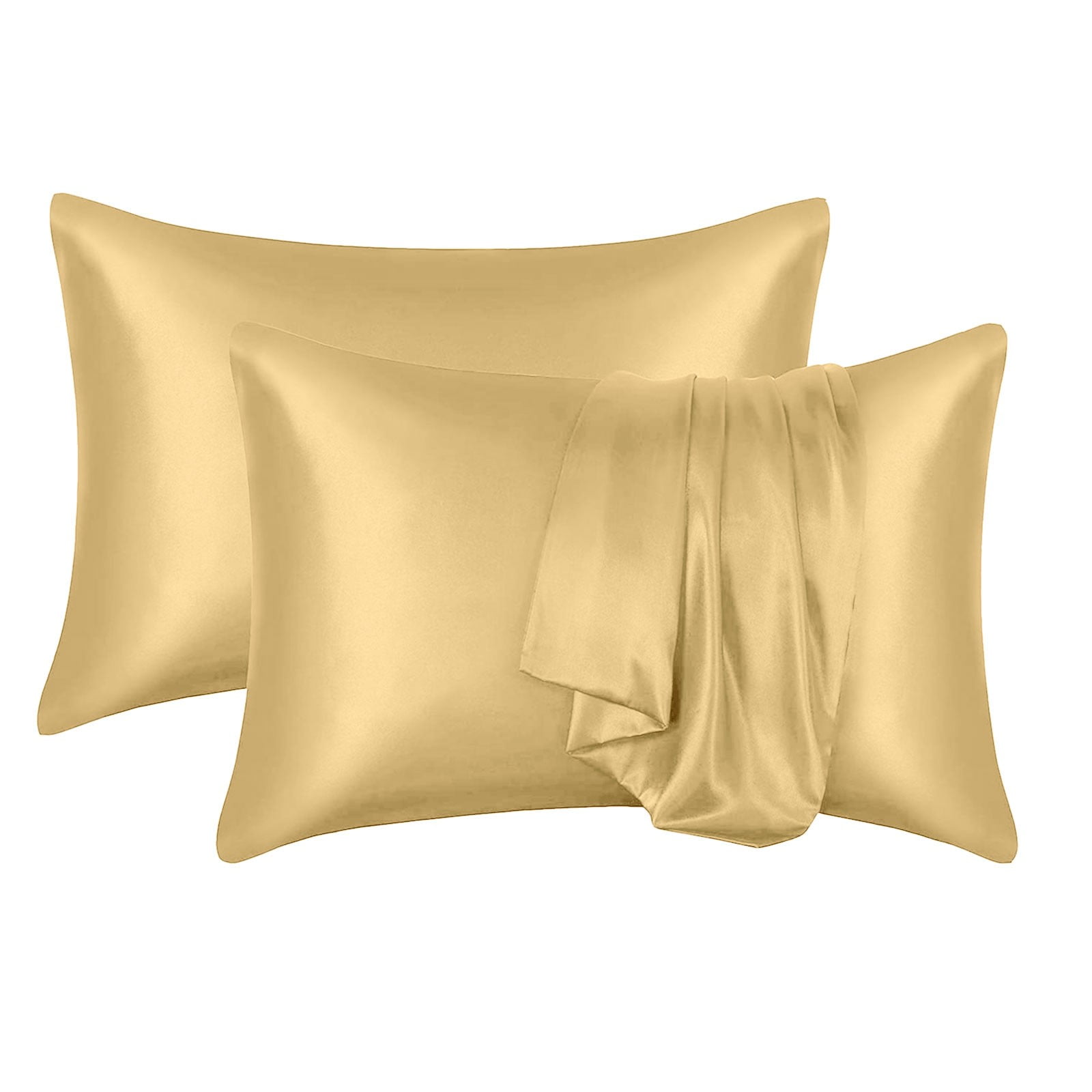 Gold Satin Pillowcase Set Of 2 Silky Pillow Cases For Hair And Skin
