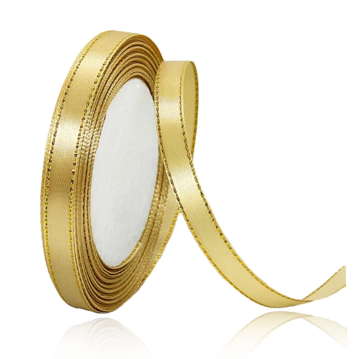 Gold Satin Ribbon – 3/8 Inch Wide X 25 Yards Continuous Spool