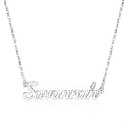 Gold Savannah Name Necklace Personalized, 14K Gold Plated Custom Name Necklace Personalized Jewelry Monogram Plate Name Necklace Gifts for Women Girls Teen