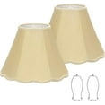thumbnail image 1 of Gold Scalloepd Lamp Shades Set of 2, 6.1"Top x 13"Bottom x 9.8"High, Bell Lamp Shades for Floor Lamps Table Lamps, Medium Lampshade with Petal Edge Braid, Spider, Harp Holders Included, Easy Assembly, 1 of 14