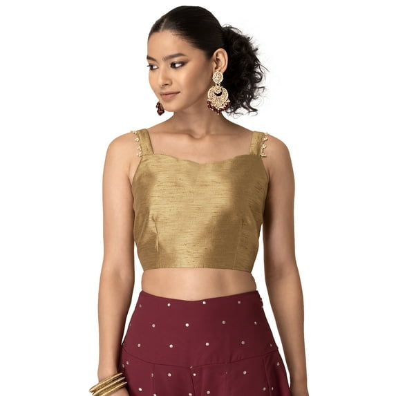 Gold Scallop Neck Crop Top