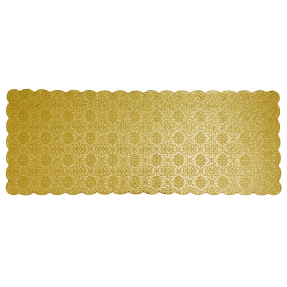 Gold Scalloped Log Cake Board (thick), 6.5" x 16.75" - Pack of 25