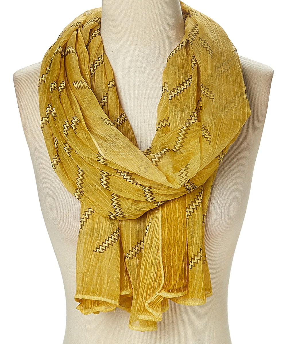 Gold Scarfs for Women Winter Summer Fashion Zigzag Scarves Lightweight