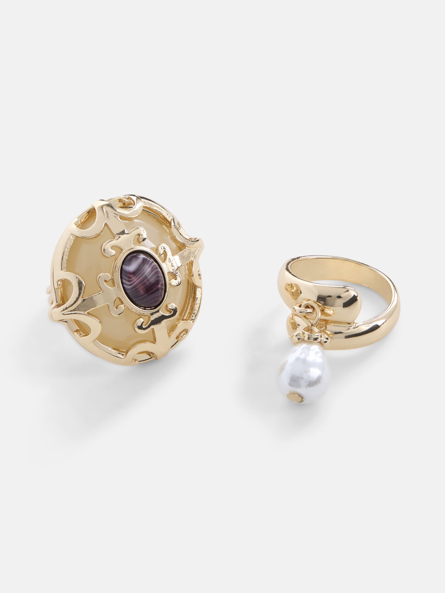 Scoop Scroll and Wrap Rings, Gold-Tone, 2-Piece Set