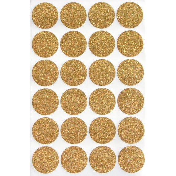 Gold Seal Stickers 1" Round 25 mm, Dot Glitter Stickers one inch rounds - 120 pack by Royal Green