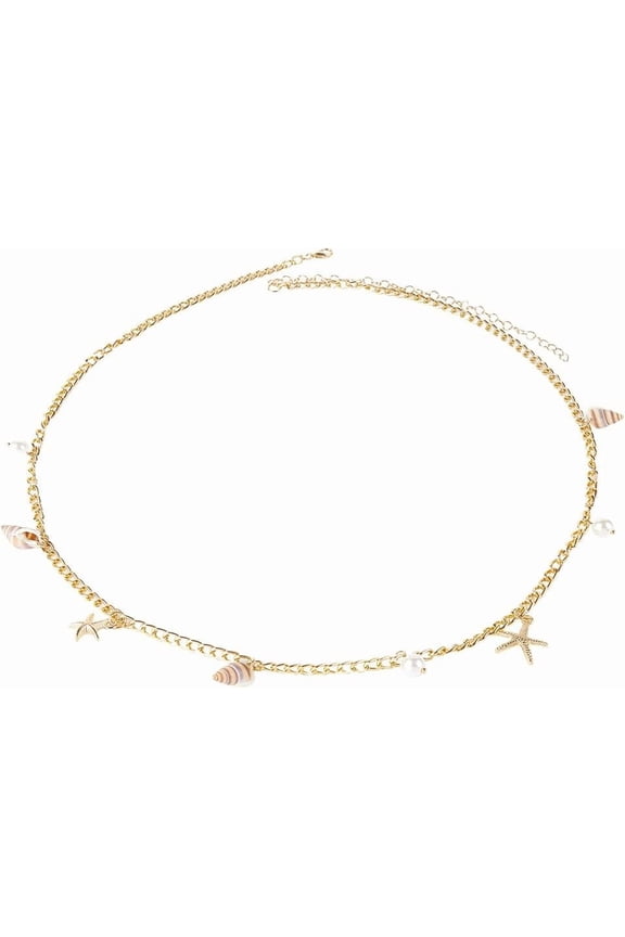 Gold Seashell Waist Chain Beach Summer Pearls Beaded Shell Belt Belly Chains Metal Sexy Bikini Boho Pearl Starfish Body Jewelry Accessories