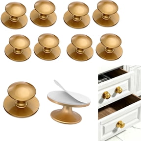 Gold Self-Adhesive Cabinet Knobs, 10 Pack No-Punch Drawer Knobs, Stick-on Kitchen Cabinet Stainless Steel Handle Pull for Wardrobe, Dresser, Cupboard