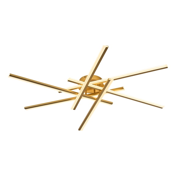 Gold Semi-Flush Mount Ceiling Light Modern 6-Lights LED Chandelier 44'' Remote Control Ceiling Lighting Fixtures for Living Room Bedroom Kitchen Foyer