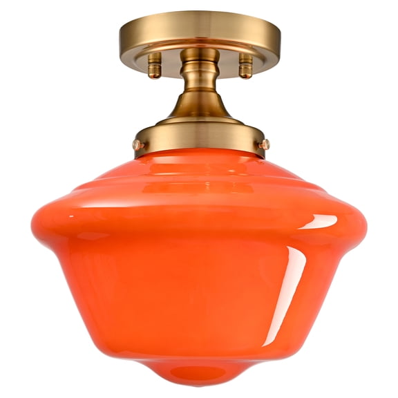 Gold Semi Flush Mount Ceiling Light Orange Schoolhouse Ceiling Light