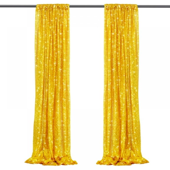 Gold Sequin Backdrop Curtain Panels 1 Pieces 2FTx8FT Wedding Birthday Party Background Drapes Photographs Background