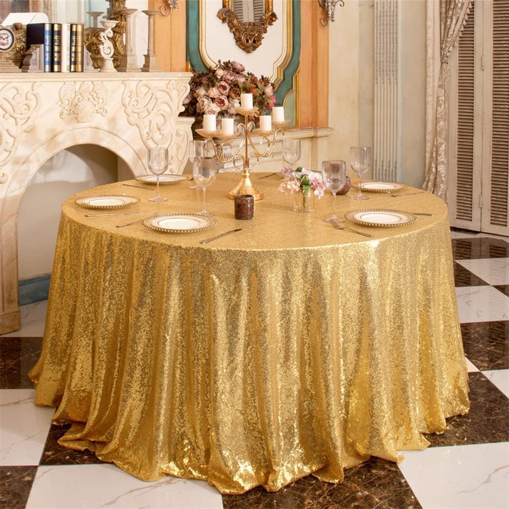 Gold Sequin Tablecloth for Parties 132 I h - Sparkle Glitter Cloth ...