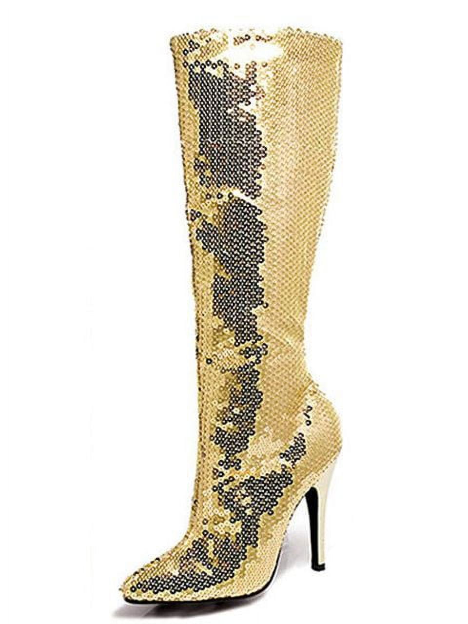 Ellie Shoes 511-TIN, 5 High Heel Sequin Knee Boot - Gold 7