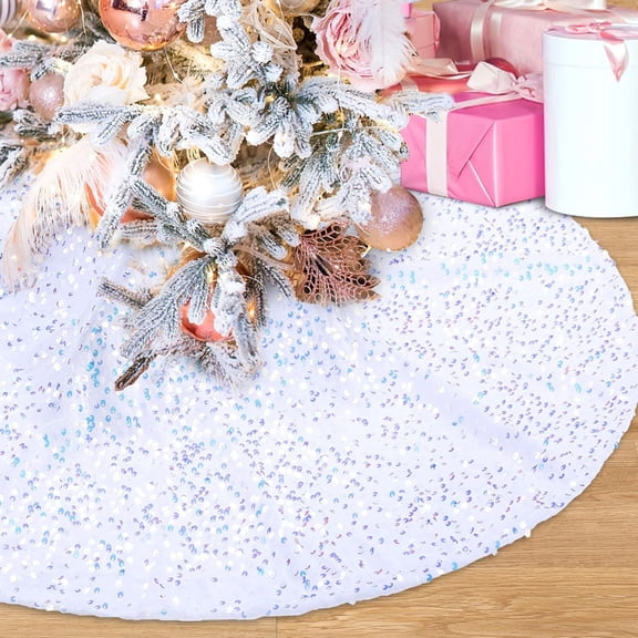 Gold Sequins Tree Skirt Mini Christmas Tree Skirts Sequins and Velvet Tree Skirt Mats for 4ft Trees Decorations