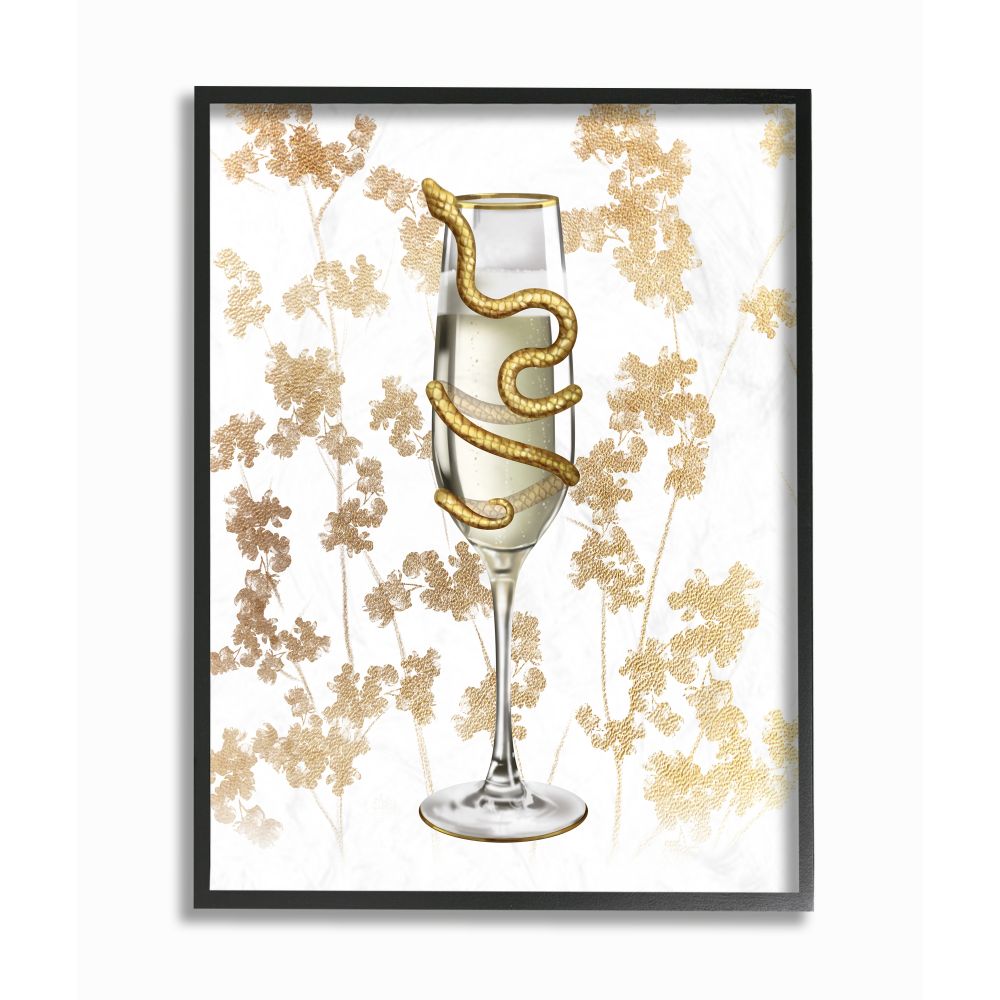 Gold Serpent Glass Glam Fashion Design Oversized Framed Giclee Texturized Art by Ziwei Li