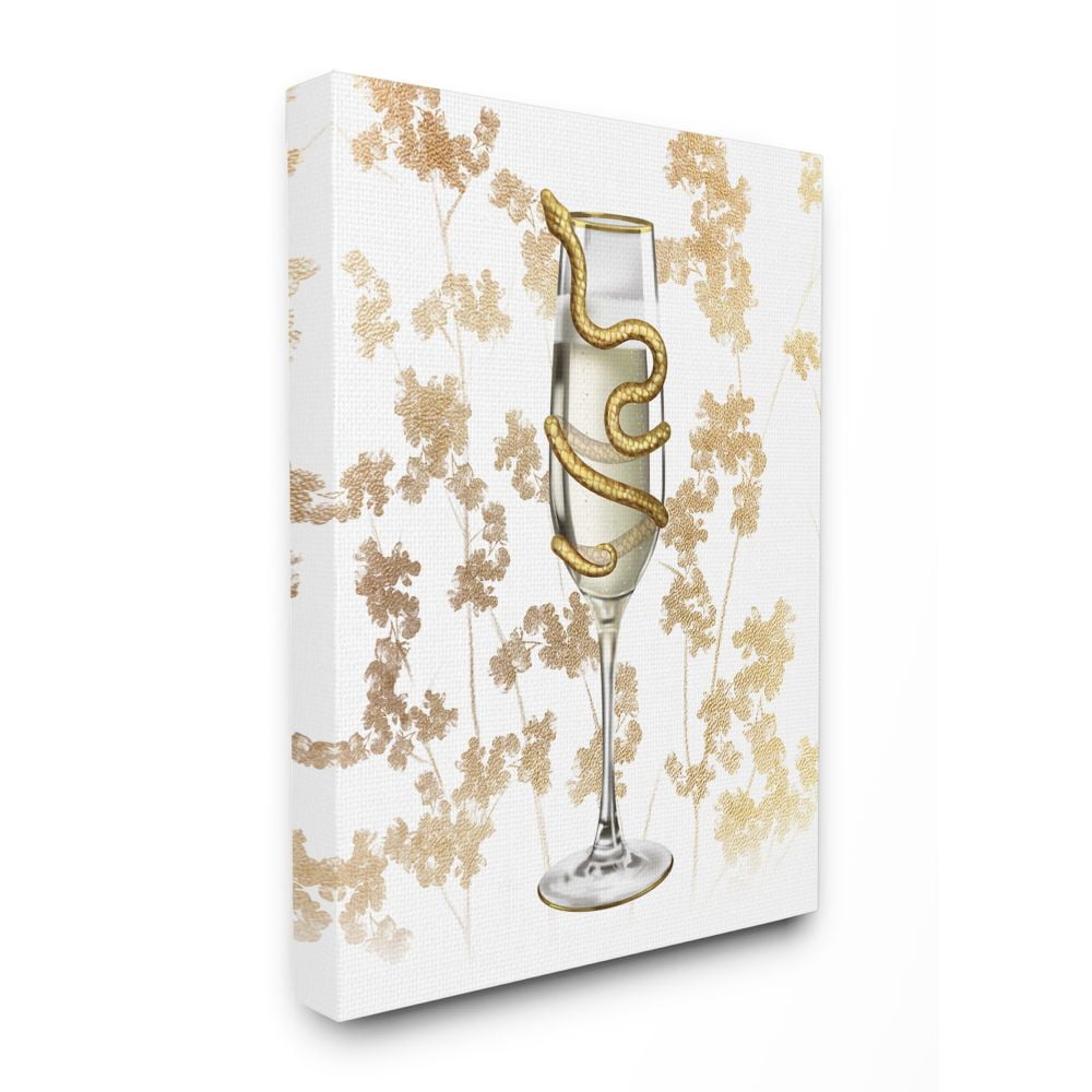 Gold Serpent Glass Glam Fashion Design Oversized Stretched Canvas Wall Art by Ziwei Li
