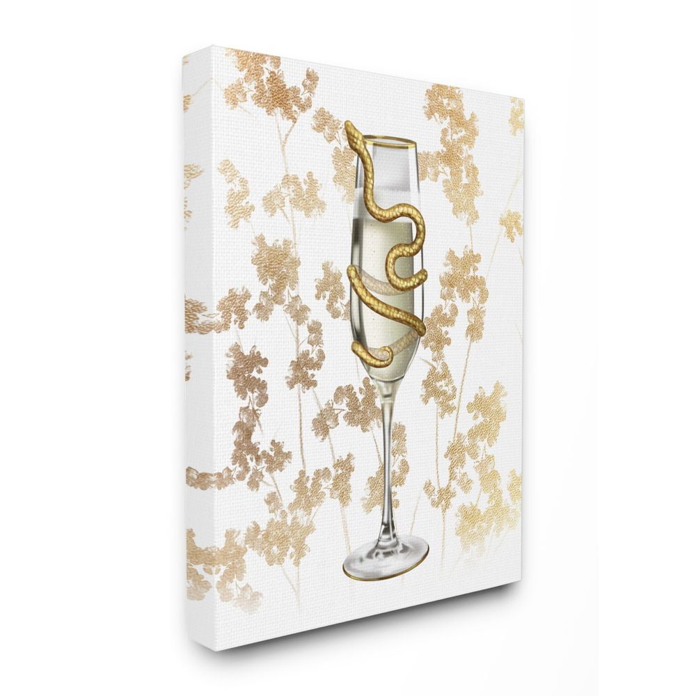 Gold Serpent Glass Glam Fashion Design Super Oversized Stretched Canvas Wall Art by Ziwei Li