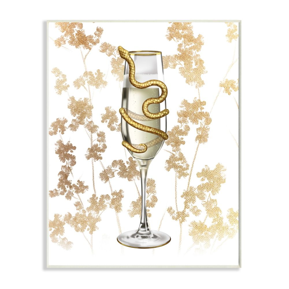 Gold Serpent Glass Glam Fashion Design Wall Plaque Art by Ziwei Li