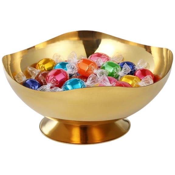 Gold Serving Bowl Elevated, Steel Sugar Container, Decorative Dessert Dish, Elegant Tableware for Snacks, Sweets, Nuts, Keys, Ring Holder