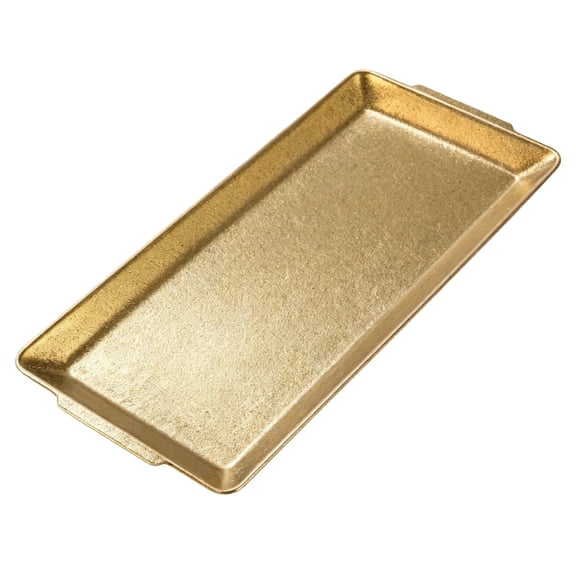 Gold Serving Tray, 12.6 x 6.3 in / 32 x 16 cm Rectangle Stainless Steel Plate, Heavy-Duty Food Dish, Rustproof, Deformation Resistant, for Kitchen, Party, BBQ